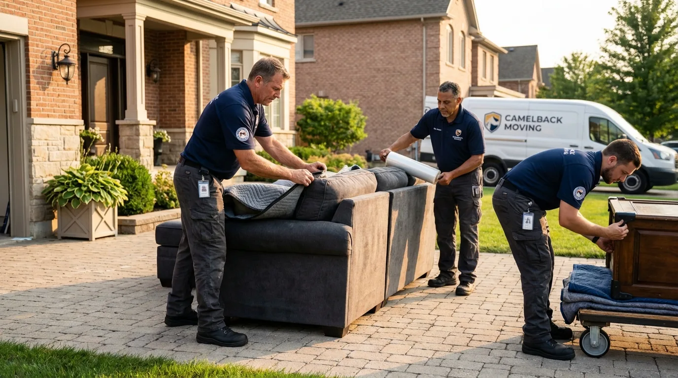 Large estate moving crew wrapping furniture in Somonauk, IL